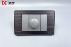 Chiết Áp Quạt, Rơ Le quạt Âm Tường Cao Cấp Mặt Kim loại Đen Xám Tenko TK-C7G-086