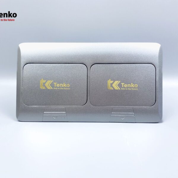 Ổ Cắm Điện Âm Sàn Đôi 3 Chấu Kèm 6 Ổ Mạng LAN Chính Hãng Tenko TK-J04-09 Bạc