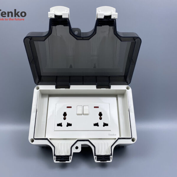 Ổ Cắm Điện Đôi 3 Chấu Chống Nước Chữ Nhật Chính Hãng Tenko TK-IP66-CN01