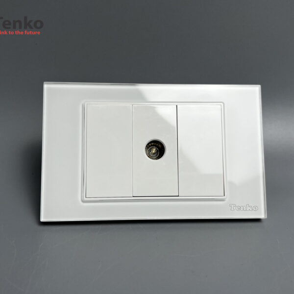 Ổ Cắm Cáp Đồng Trục Âm tường Mặt Kính Cường Lực TENKO TK-C18-071 Trắng