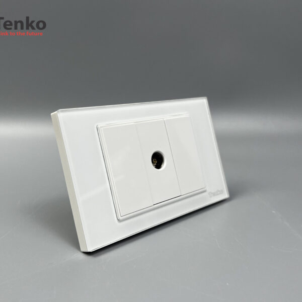 Ổ Cắm Cáp Đồng Trục Âm tường Mặt Kính Cường Lực TENKO TK-C18-071 Trắng