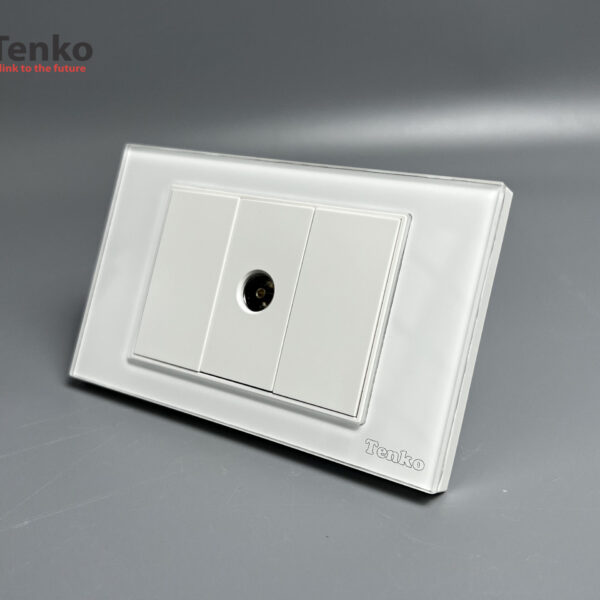 Ổ Cắm Cáp Đồng Trục Âm tường Mặt Kính Cường Lực TENKO TK-C18-071 Trắng