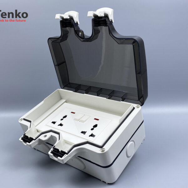 Ổ Cắm Điện Đôi 3 Chấu Chống Nước Chữ Nhật Chính Hãng Tenko TK-IP66-CN01
