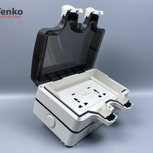 Ổ Cắm Điện Đôi 3 Chấu Chống Nước Chữ Nhật Chính Hãng Tenko TK-IP66-CN01
