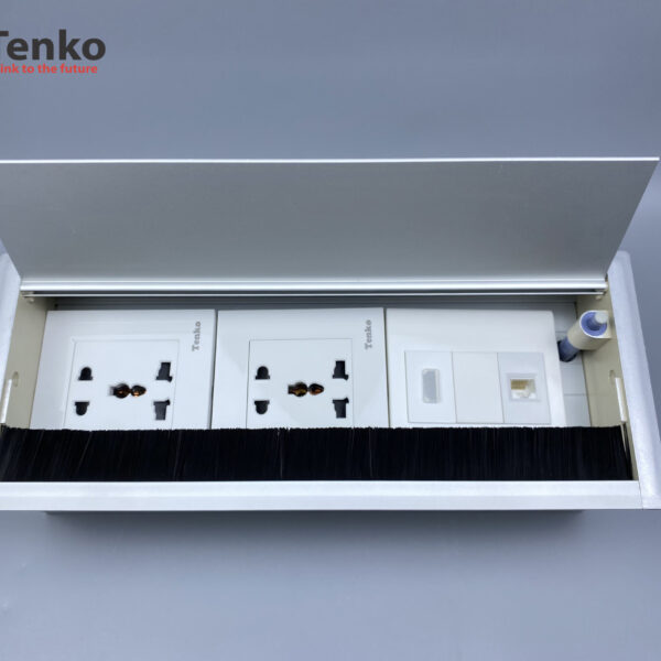 Hộp Điện Âm Bàn Họp 2 Ổ Đa Năng, 1 LAN (RJ45), 1 HDMI, Box Nhôm Nguyên Khối Tenko TK-AB3S-05