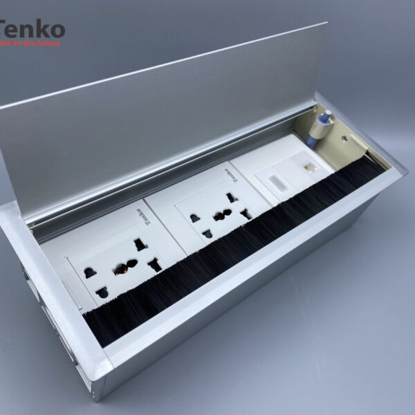 Hộp Điện Âm Bàn Họp 2 Ổ Đa Năng, 1 LAN (RJ45), 1 HDMI, Box Nhôm Nguyên Khối Tenko TK-AB3S-05