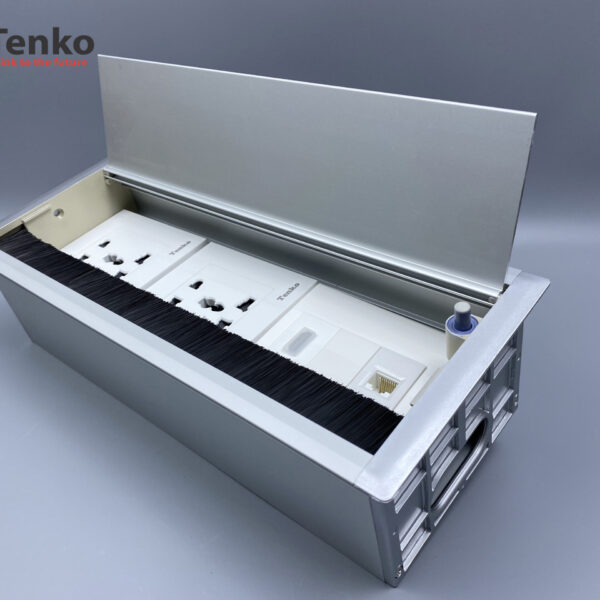 Hộp Điện Âm Bàn Họp 2 Ổ Đa Năng, 1 LAN (RJ45), 1 HDMI, Box Nhôm Nguyên Khối Tenko TK-AB3S-05