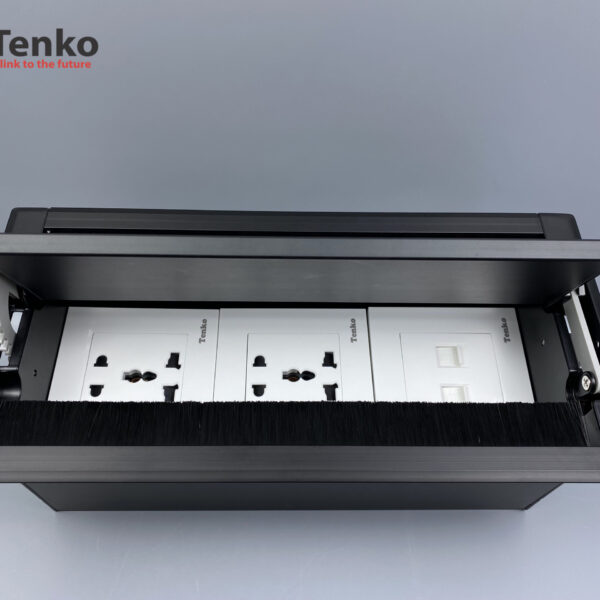Hộp Nhôm Âm Bàn Mở 2 Chiều Có Mạng LAN (RJ45) Tenko TK-HC3S-04 Đen