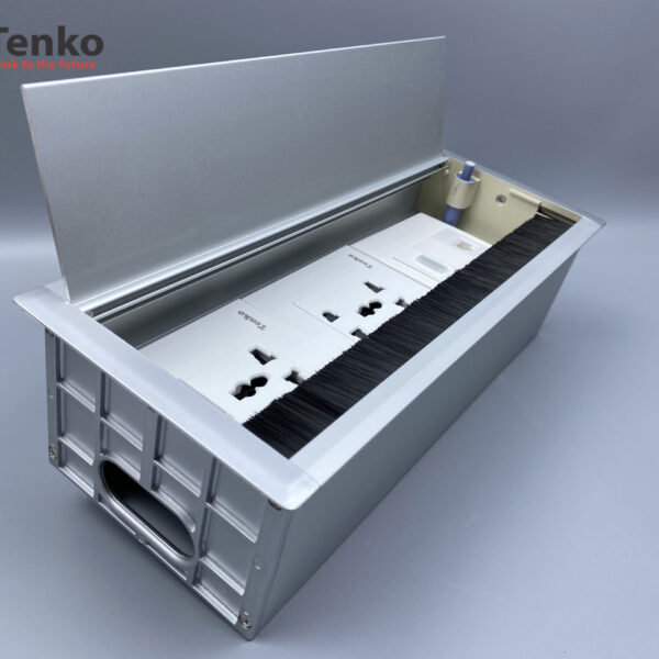 Hộp Điện Âm Bàn Họp 2 Ổ Đa Năng, 1 LAN (RJ45), 1 HDMI, Box Nhôm Nguyên Khối Tenko TK-AB3S-05