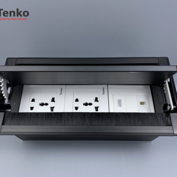 Hộp Điện Âm Bàn Mở 2 Chiều 2 Ổ Cắm Điện Đa Năng, 1 Mạng LAN (RJ45), 1 HDMI Tenko TK-HC3S-05 Đen
