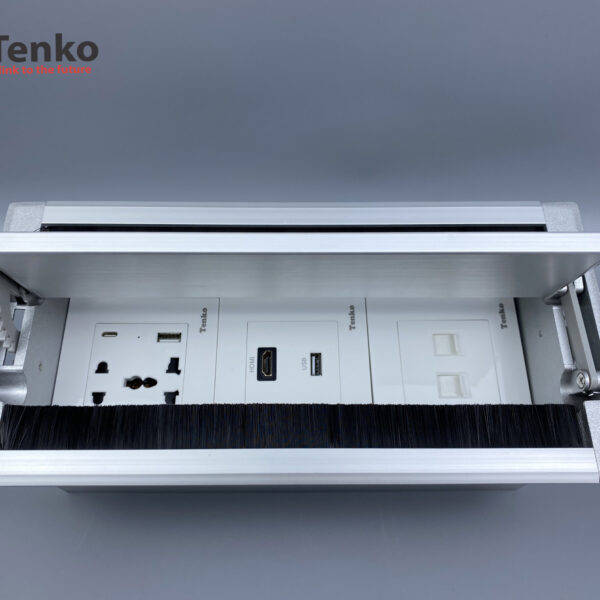 Hộp Điện Âm Bàn Mở 2 Chiều 1 Ổ Cắm Điện Đa Năng, 2 Mạng LAN (RJ45), 1 HDMI, 2 USB Và 1 Type C Tenko TK-HC3S-07