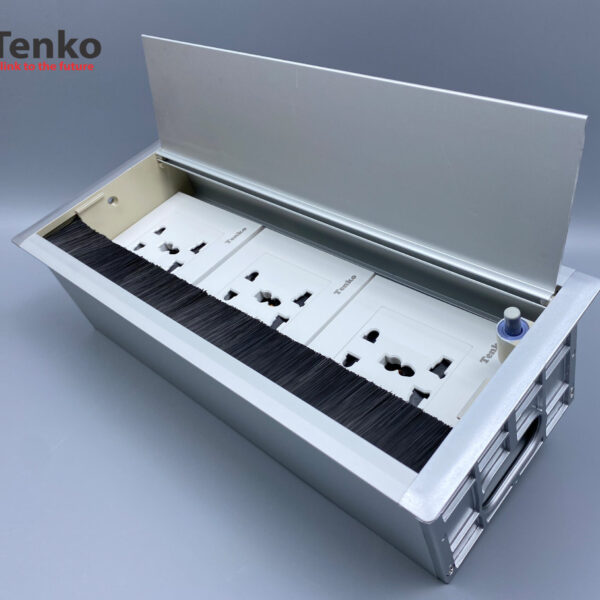 Hộp Điện Âm Bàn Họp 3 Ổ Đa Năng Box Nhôm Nguyên Khối Tenko TK-AB3S-02