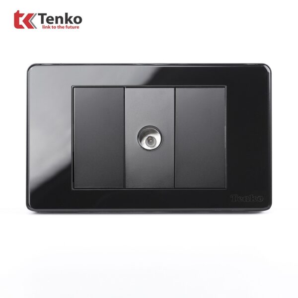 Ổ Cắm Tivi Cáp Đồng Trục – Truyền Hình Cáp Âm Tường Mặt Nhựa Epoxy TENKO TK-C9-071 Đen