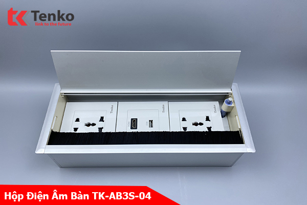Hộp Điện Âm Bàn Họp 2 Ổ Đa Năng, 1 USB Và 1 HDMI, Box Nhôm Nguyên Khối Tenko TK-AB3S-04