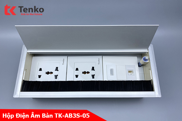 Hộp Điện Âm Bàn Họp 2 Ổ Đa Năng, 1 LAN (RJ45), 1 HDMI, Box Nhôm Nguyên Khối Tenko TK-AB3S-05