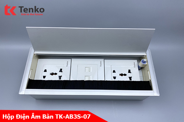 Hộp Điện Âm Bàn Họp 2 Ổ Đa Năng, 2 Ổ Mạng LAN (RJ45), Box Nhôm Nguyên Khối Tenko TK-AB3S-07