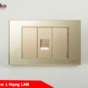 Ổ cắm mạng LAN mặt kính cường lực màu vàng TK-C18-073