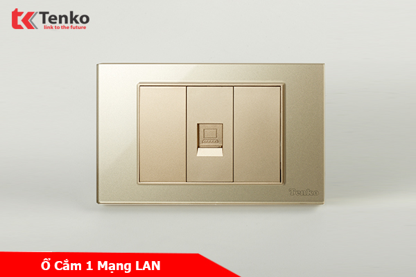 Ổ Cắm Mạng LAN (RJ45) Âm Tường Mặt Kính Cường Lực Màu Vàng TK-C18-073