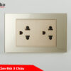 Ổ cắm đôi 3 chấu mặt kính cường lực màu vàng TK-C18-44