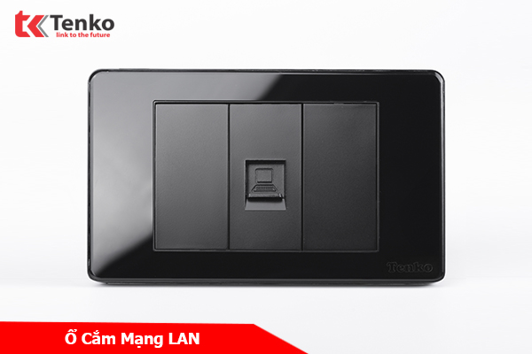 Ổ Cắm LAN(RJ45) Mạng Cho Tivi và Máy Tính Âm Tường Mặt Nhựa Epoxy TK-C9-073 Đen