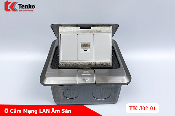 Ổ Cắm Mạng Âm Sàn 1 Cổng LAN RJ45 Chính Hãng Tenko TK-J02-01 Màu Bạc