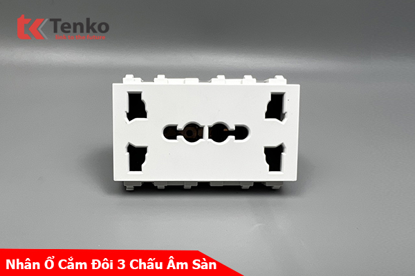 Nhân Ổ Cắm Đôi 3 chấu Âm Sàn Chính Hãng Tenko TK-AS-08