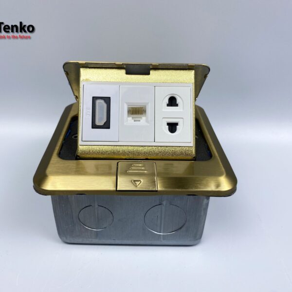 Ổ Cắm Điện Âm Sàn Kèm Mạng LAN Và HDMI Chính Hãng Tenko TK-J02-06 Màu Vàng