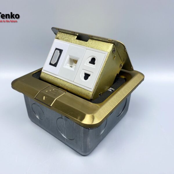 Ổ Cắm Điện Âm Sàn Kèm Mạng LAN Và HDMI Chính Hãng Tenko TK-J02-06 Màu Vàng