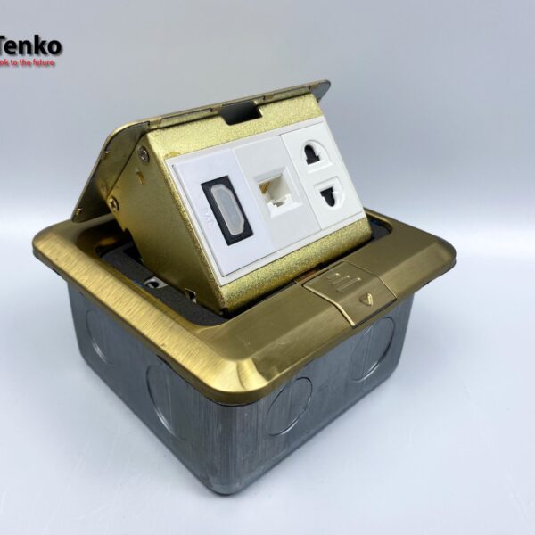 Ổ Cắm Điện Âm Sàn Kèm Mạng LAN Và HDMI Chính Hãng Tenko TK-J02-06 Màu Vàng