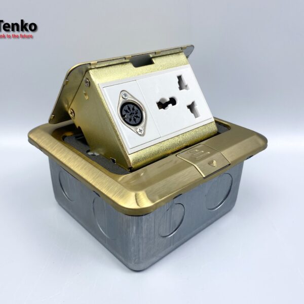 Ổ Cắm Điện Âm Sàn 3 Chấu Kèm Cổng MIDI 8PIN Chính Hãng Tenko TK-J02-21 Màu Vàng