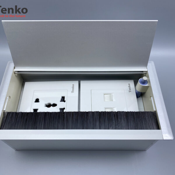 Hộp Điện Âm Bàn Họp Có Ổ Cắm Điện Đa Năng Và 2 Cổng LAN (RJ45) Tenko TK-AB2S-05