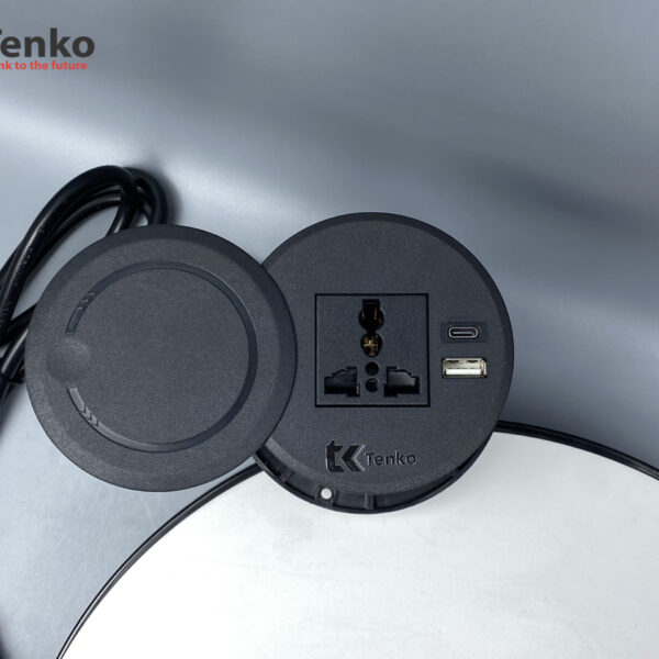 Ổ Điện Âm Bàn Hình Tròn Kèm Cổng Sạc USB Và Type C Chính Hãng Tenko TK-HX1
