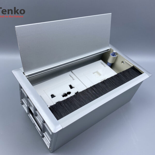 Hộp Điện Âm Bàn Họp Có Ổ Cắm Điện Đa Năng Và 2 Cổng LAN (RJ45) Tenko TK-AB2S-05