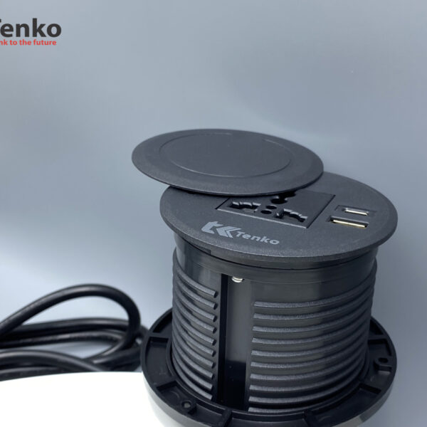 Ổ Điện Âm Bàn Hình Tròn Kèm Cổng Sạc USB Và Type C Chính Hãng Tenko TK-HX1