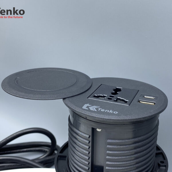 Ổ Điện Âm Bàn Hình Tròn Kèm Cổng Sạc USB Và Type C Chính Hãng Tenko TK-HX1