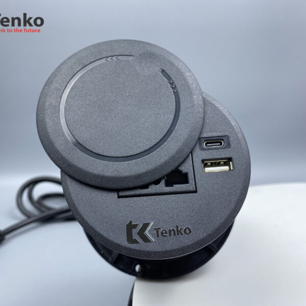 Ổ Điện Âm Bàn Hình Tròn Kèm Cổng Sạc USB Và Type C Chính Hãng Tenko TK-HX1