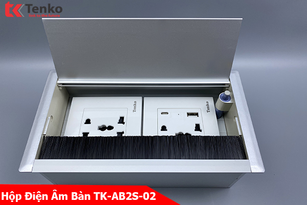 Hộp Điện Âm Bàn 2 Ổ Cắm Điện Đa Năng Kèm 1 Cổng USB Và 1 Type C Tenko TK-AB2S-02