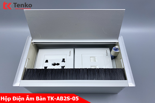 Hộp Điện Âm Bàn Họp Có Ổ Cắm Điện Đa Năng Và 2 Cổng LAN (RJ45) Tenko TK-AB2S-05