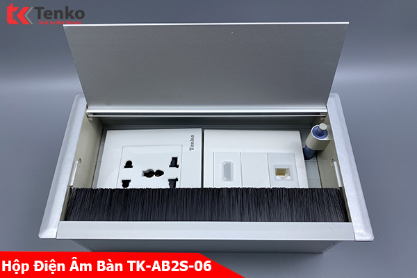 Hộp Điện Âm Bàn Họp Gồm Ổ Cắm Điện Đa Năng, 1 Cổng HDMI Và 1 Cổng LAN (RJ45) Tenko TK-AB2S-06