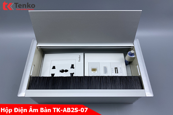 Hộp Điện Âm Bàn Họp Gồm Ổ Cắm Điện Đa Năng, HDMI, Mạng LAN (RJ45) Và USB Tenko TK-AB2S-07
