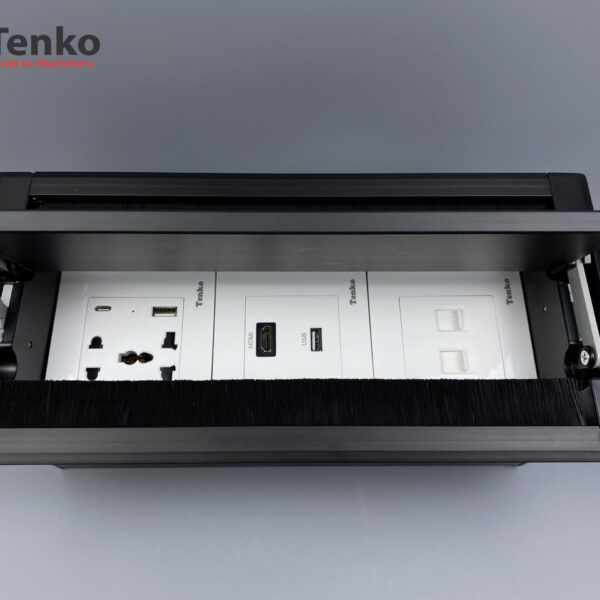 Hộp Điện Âm Bàn Đa Năng Kèm USB Và Type C, 2 Mạng LAN (RJ45), 1 HDMI Và 1 USB Tenko TK-HC3S-07 Đen