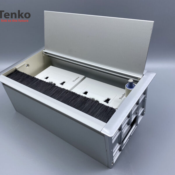 Hộp Điện Âm Bàn Họp 2 Ổ Cắm Đa Năng, Box Nhôm Nguyên Khối Tenko TK-AB2S-01