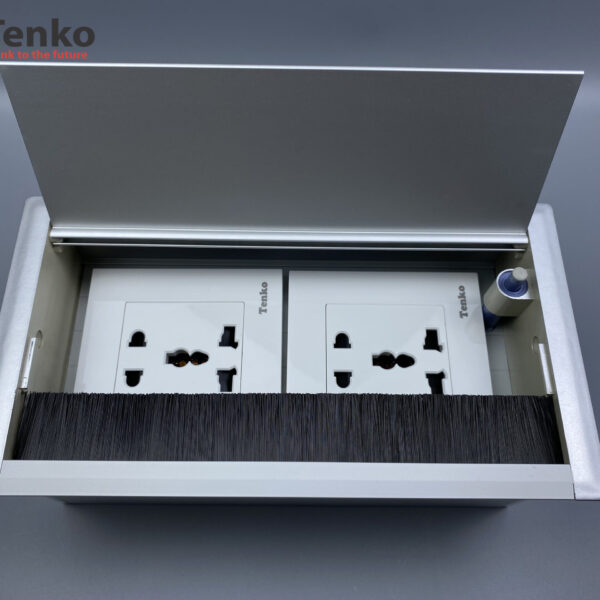 Hộp Điện Âm Bàn Họp 2 Ổ Cắm Đa Năng, Box Nhôm Nguyên Khối Tenko TK-AB2S-01