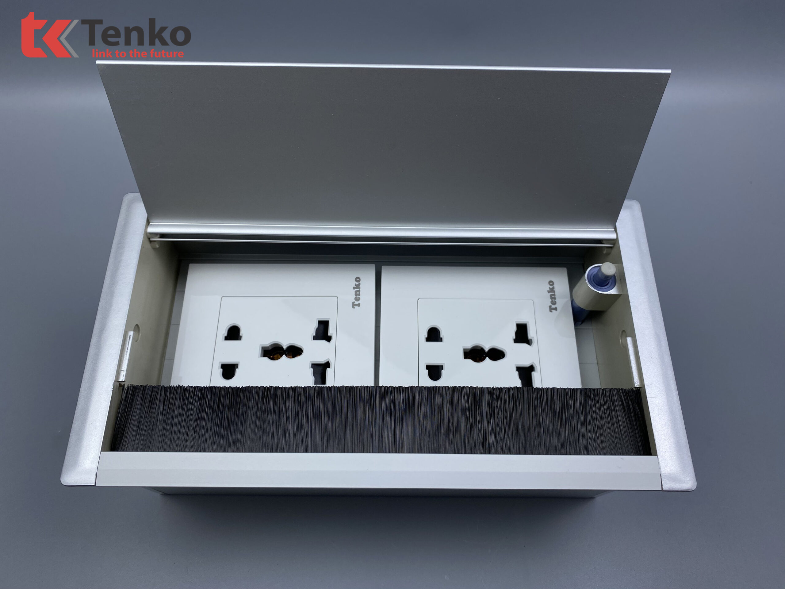 Hộp Điện Âm Bàn Họp 2 Ổ Cắm Đa Năng, Box Nhôm Nguyên Khối Tenko TK-AB2S-01