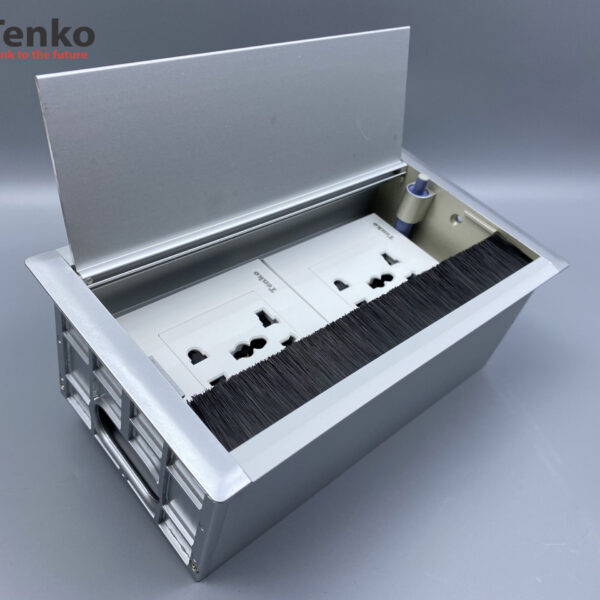 Hộp Điện Âm Bàn Họp 2 Ổ Cắm Đa Năng, Box Nhôm Nguyên Khối Tenko TK-AB2S-01