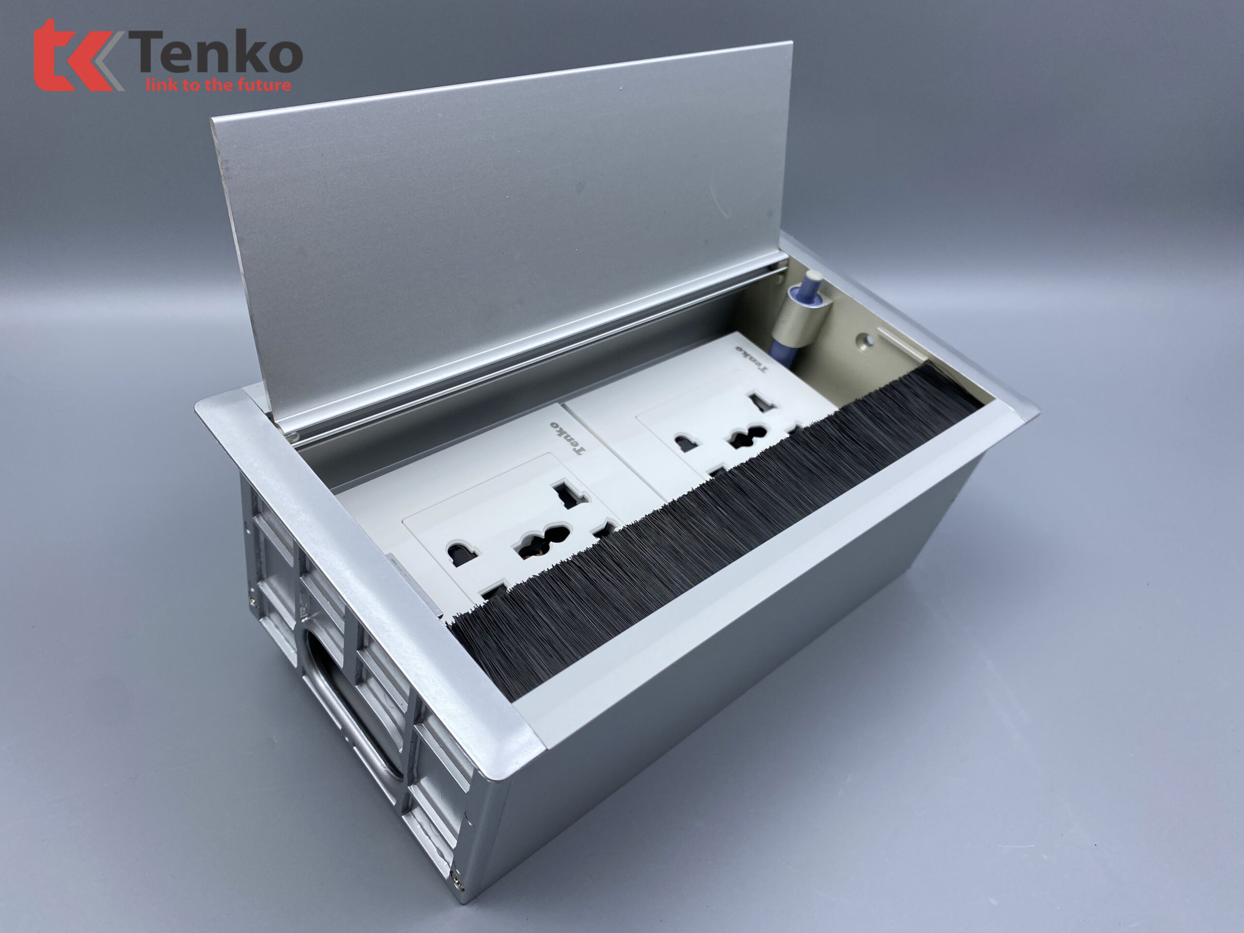 Hộp Điện Âm Bàn Họp 2 Ổ Cắm Đa Năng, Box Nhôm Nguyên Khối Tenko TK-AB2S-01