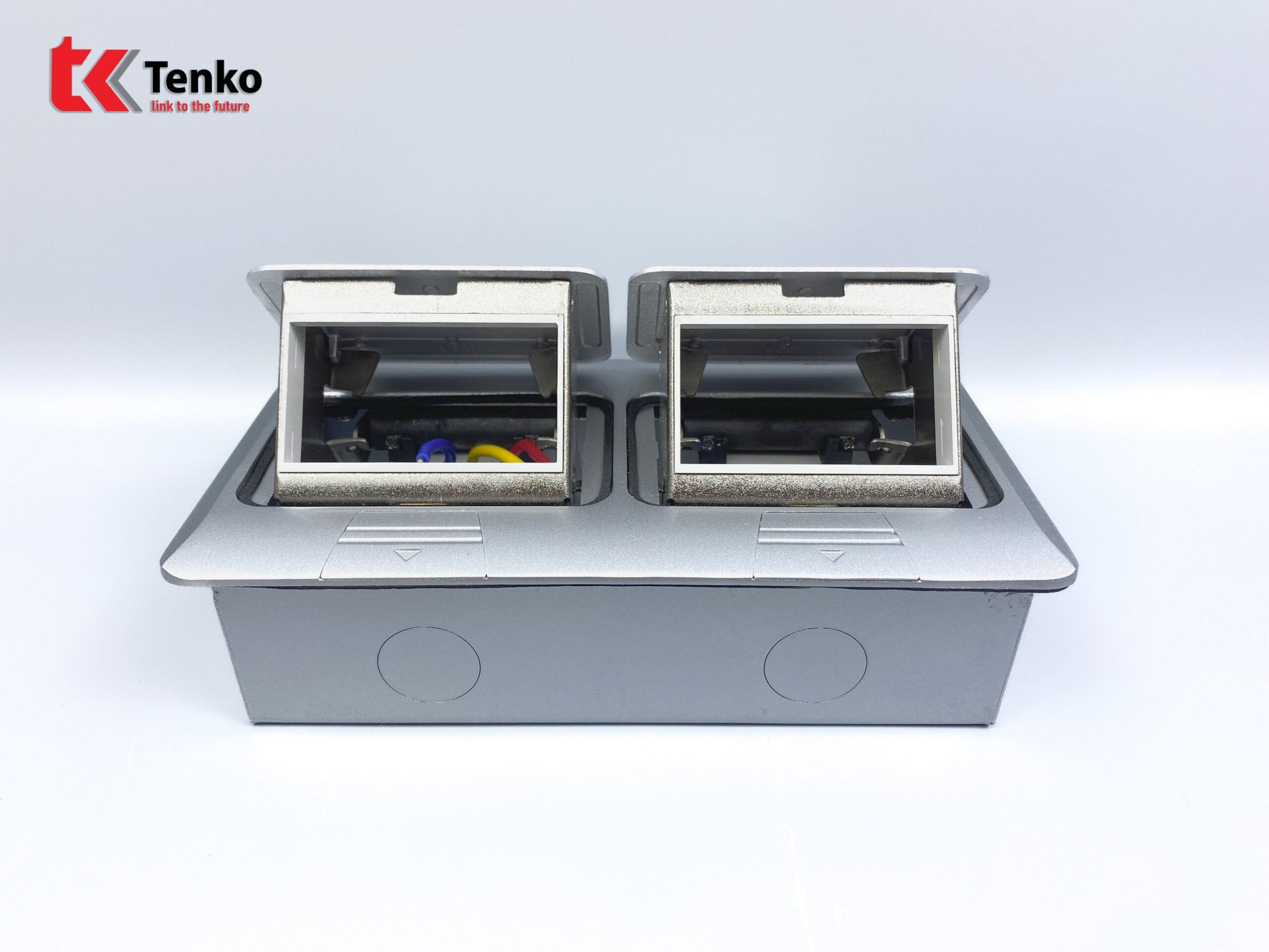 Hộp Ổ Cắm Điện Âm Sàn Thông Dụng Chính Hãng Tenko TK-J04 Màu Bạc