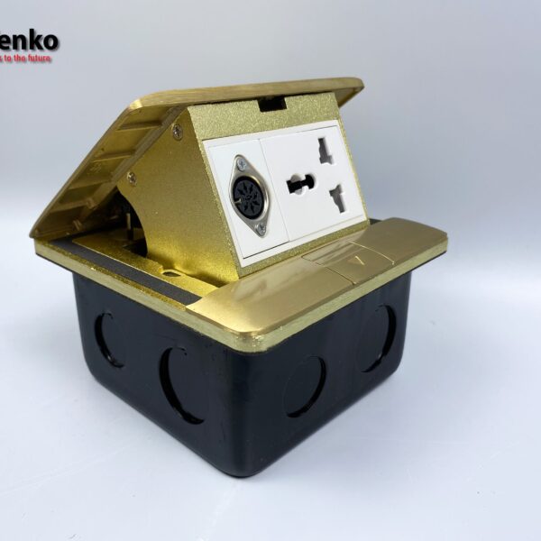 Ổ Cắm Điện Âm Sàn Đa Năng Đồng Nguyên Khối Kèm Cổng MIDI 8PIN Tenko TK-J05-12 Vàng
