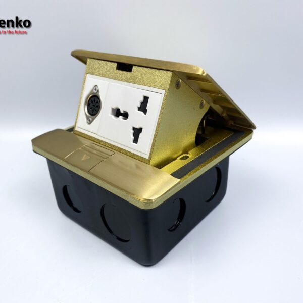 Ổ Cắm Điện Âm Sàn Đa Năng Đồng Nguyên Khối Kèm Cổng MIDI 8PIN Tenko TK-J05-12 Vàng