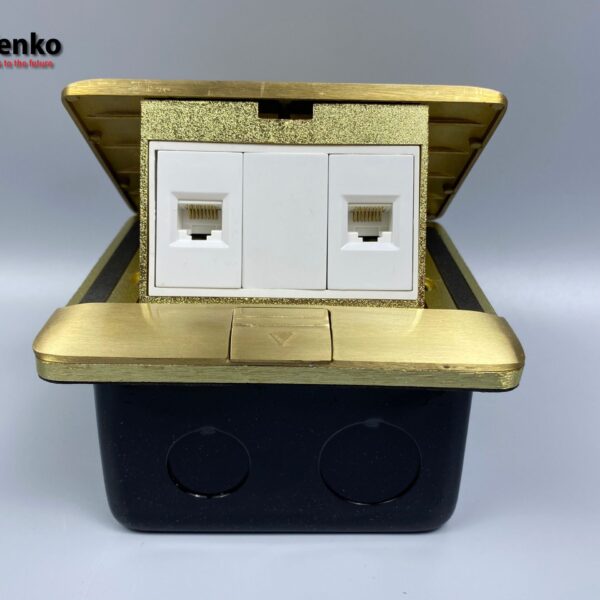 Ổ Cắm Mạng Âm Sàn Đồng Nguyên Khối 2 Cổng LAN (RJ45) Chính Hãng Tenko TK-J05-10 Vàng